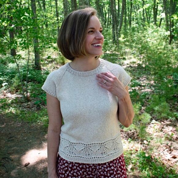 NWT Handknit Tee with Intricate Lace Panel Women's Small Cotton/Alpaca Blend - Picture 1 of 6